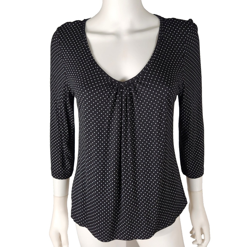 Me & Ko Black Polka Dot Blouse Retro Indie XL